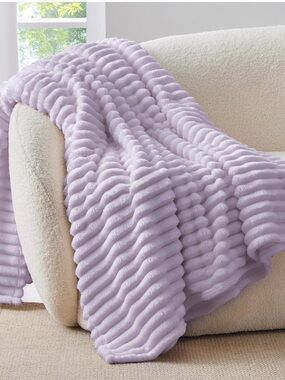 Bedelite Plush Ribbed Throw Blanket in Lavender - Cozy Home Bedding, Twin